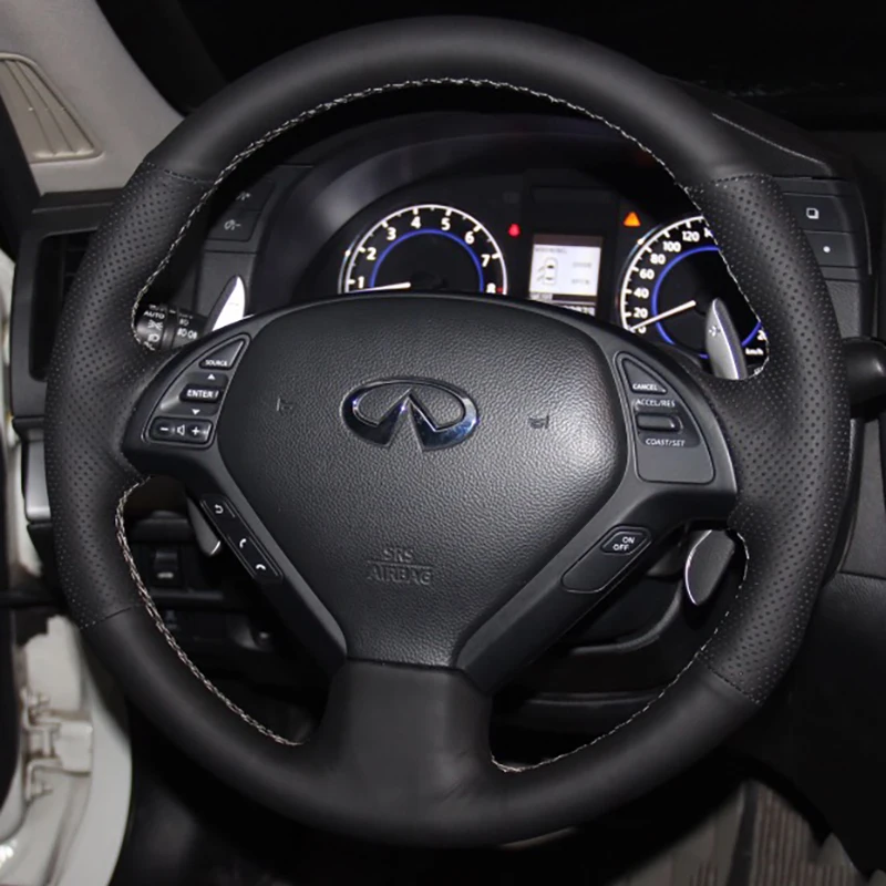 Pre Infiniti QX50 G25 G35 G37 EX25 EX35 EX37 Ručne šité čierne čierne kožené auto na volant