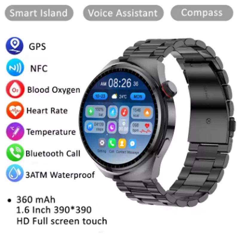 Pre Infinix Hot 10 Lite Itel GPS NFC Smart Watch Men Men Amoled Screen Screen Friedy Bluetooth Call IP68 Witerproof Man SmartWatch 2024