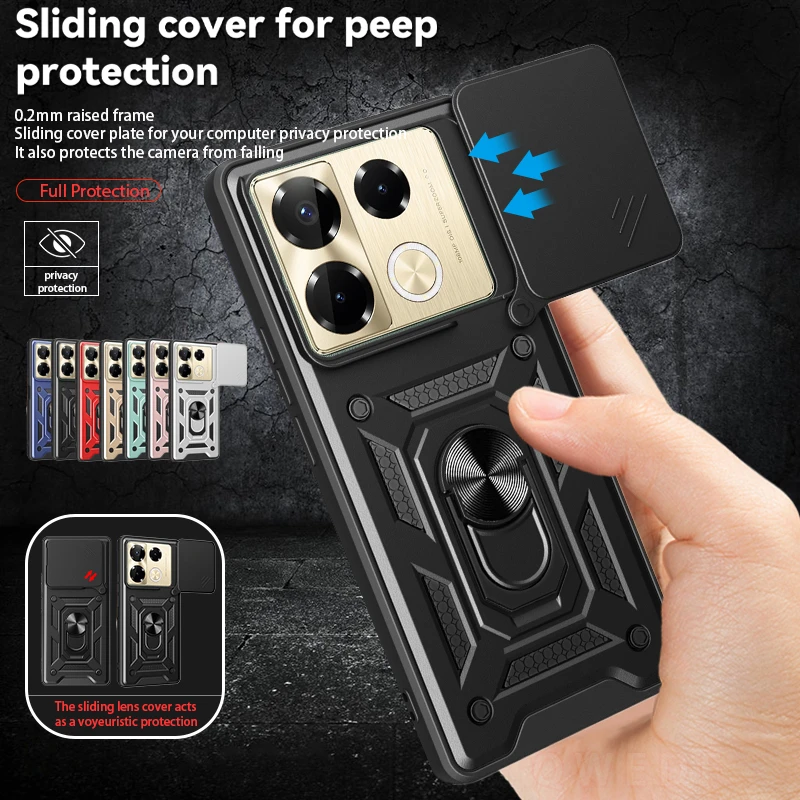 Pre Infinix Note 40 Pasni Coamer Camera Armor Puzdet pre infinix Poznámka 40 PRO 4G 5G Note40 Pro Plus Plus držiak automobilov čierny obal