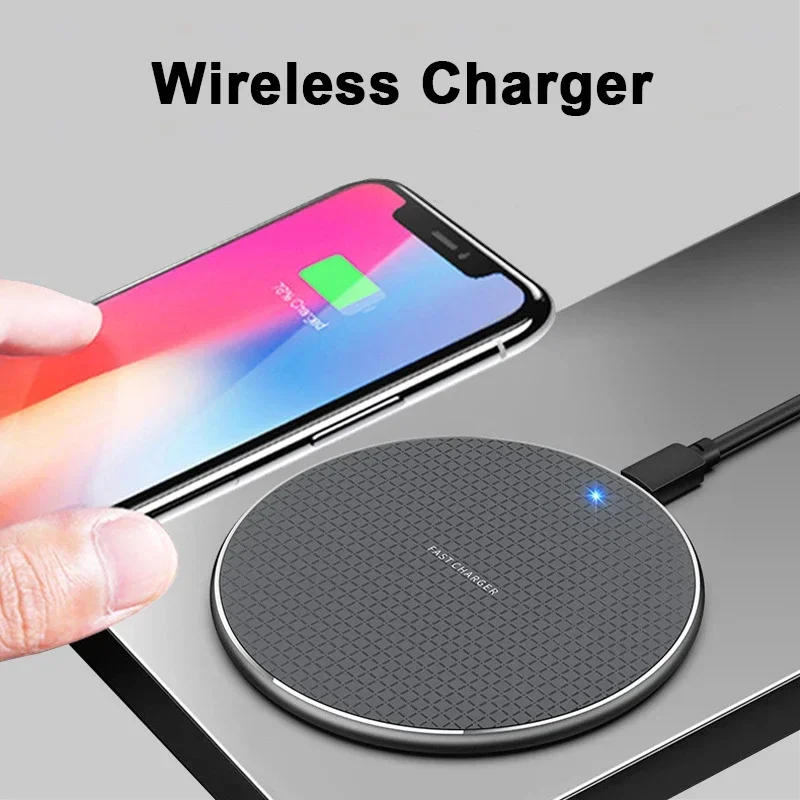 Pre iOS/Android 15W Round Wireless Wireless Typ-C prenosné prenosné vankúšiky s rýchlym nabíjaním pre iPhone Samsung Huawei Xiaomi