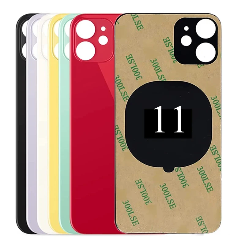 Pre iPhone 11 zadný sklenený kryt batérie batérie Veľké diery Zadné dvere puzdro na výmenu dielov s 3M páskou pre 11