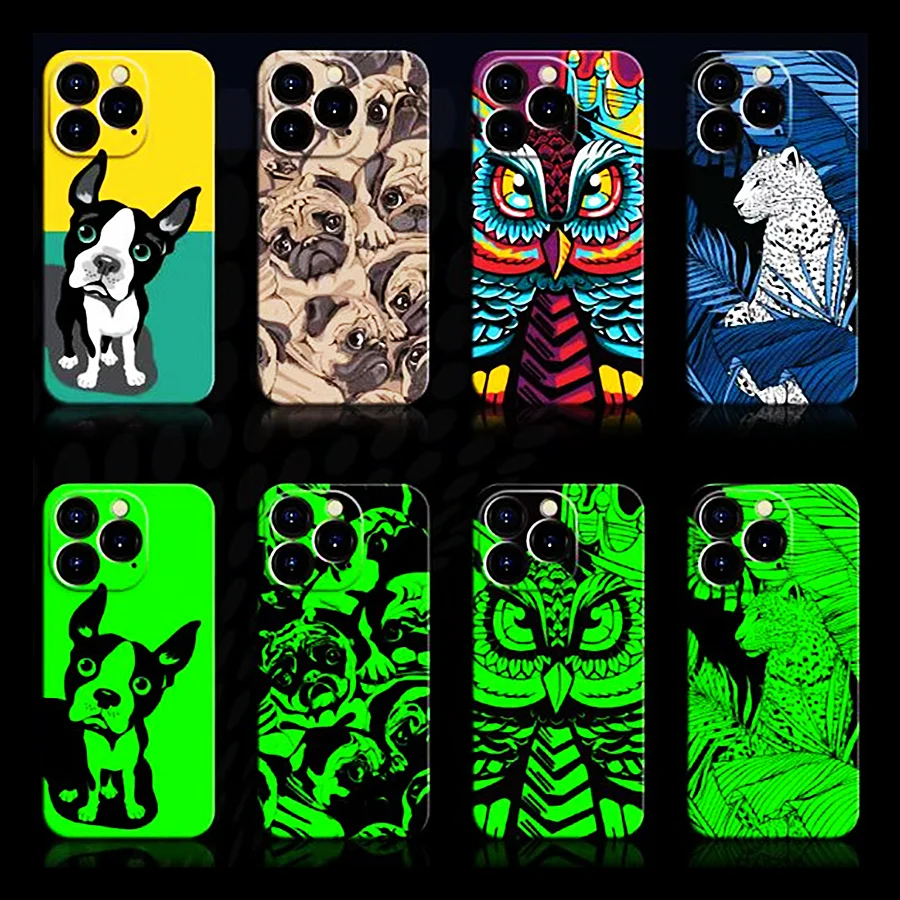 Pre iPhone 14 Pro Luminous Soft Soft Case pre iPhone 11 12 Pro Max 13 Mini 15 Pro Max Animals Luxo Matte TPU Night Light Back Cover