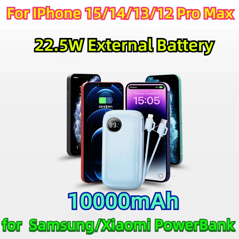 Pre iPhone 15/14/13/12 Pro Max 22.5W Externá batéria pre prenosnú nabíjačku Samsung/Xiaomi PowerBank10000MAH Power Bank Bank