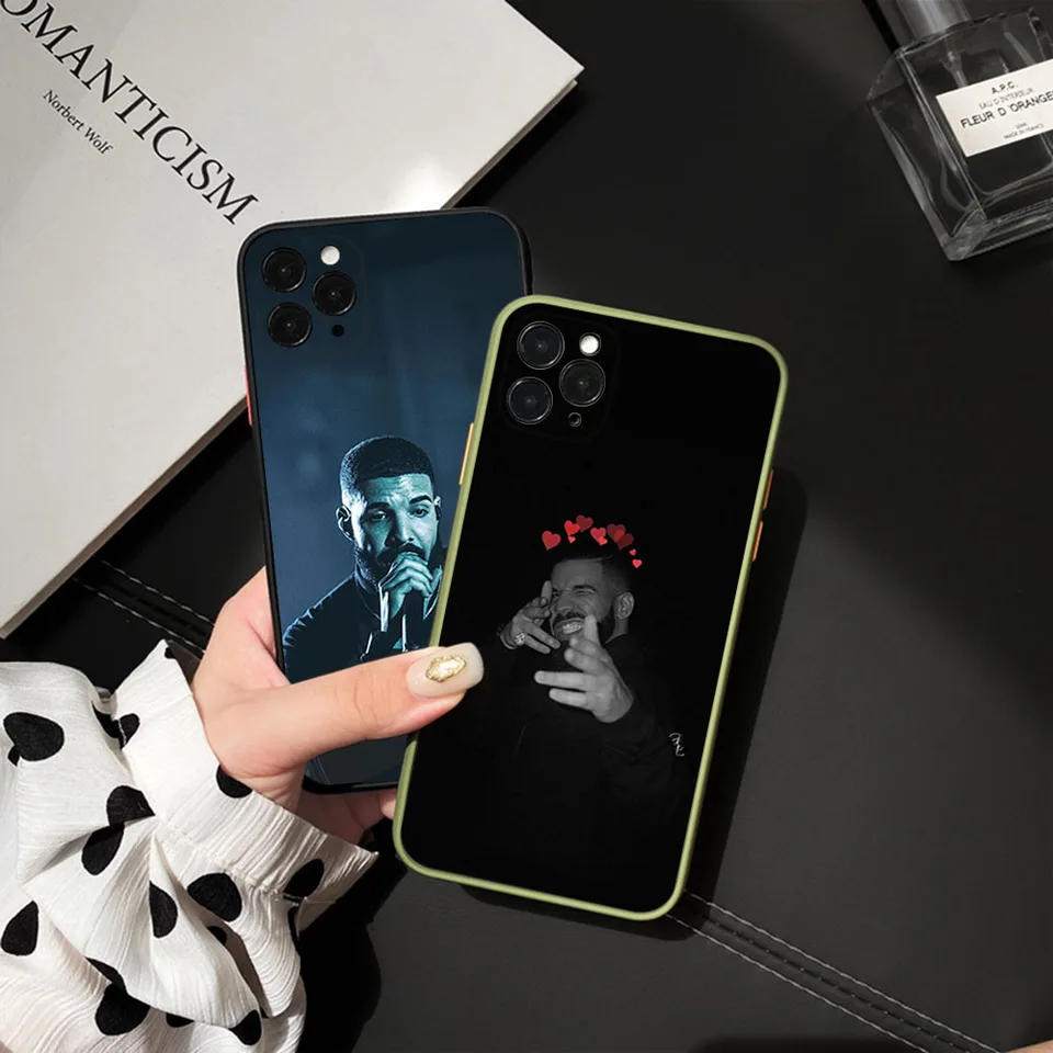 Pre iPhone 15 8 7 14 plus 13 12 11 mini pro se xs max x xr 6s drake roztomilý matný priesvitný obal čierneho telefónu