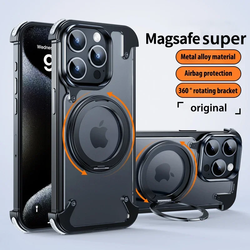 Pre iPhone 15 Pro Max bezúmeňový hliníkový kovový nárazník na matné pc kožené puzdro Shock odolný