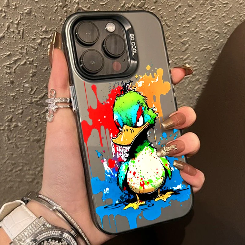 Pre iPhone 16 15 14 13 12 11 11 Pro Max. Prípad Anger Rabbit Duck Matte Laser Phone Cover pre iPhone 16 7 8 Plus x XS XR SE 2022 Kryt