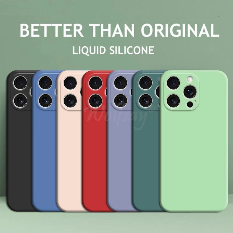 Pre iPhone 16 Pro Max Case Liquid Silikone Original Plain Gumber TPU Protect puzdro pre iPhone 16 15 Pro Max Cover TPU Shockosive