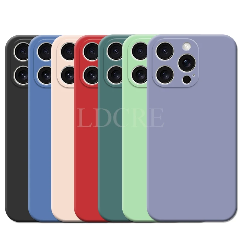 Pre iPhone 16 Pro Max Case Liquid Silikone Protector pre puzdro pre iPhone 16 Pro Max 16 Plus Cover TPU Gumový telefónny kryt