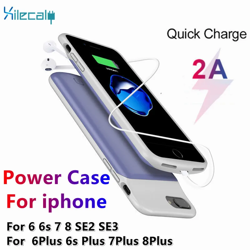 Pre iPhone 8 7 6s 6 Plus SE 2020 Puzdrá batérií na nabíjačke Silikónové nárazové puzdro pre externé záložné napájacie banky pre iPhone SE3 8 7 6