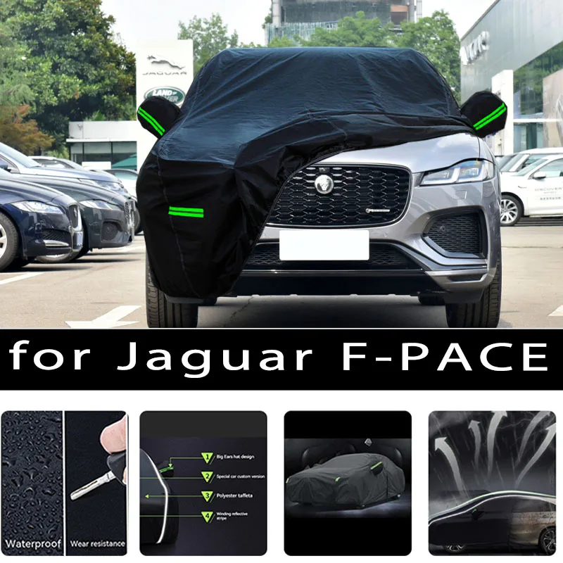 Pre Jaguar F-Pace Outdoor Offe Plné kryty automobilov Snow Cover Sunshade Neproidný prach odolný voči exteriéru vozidla