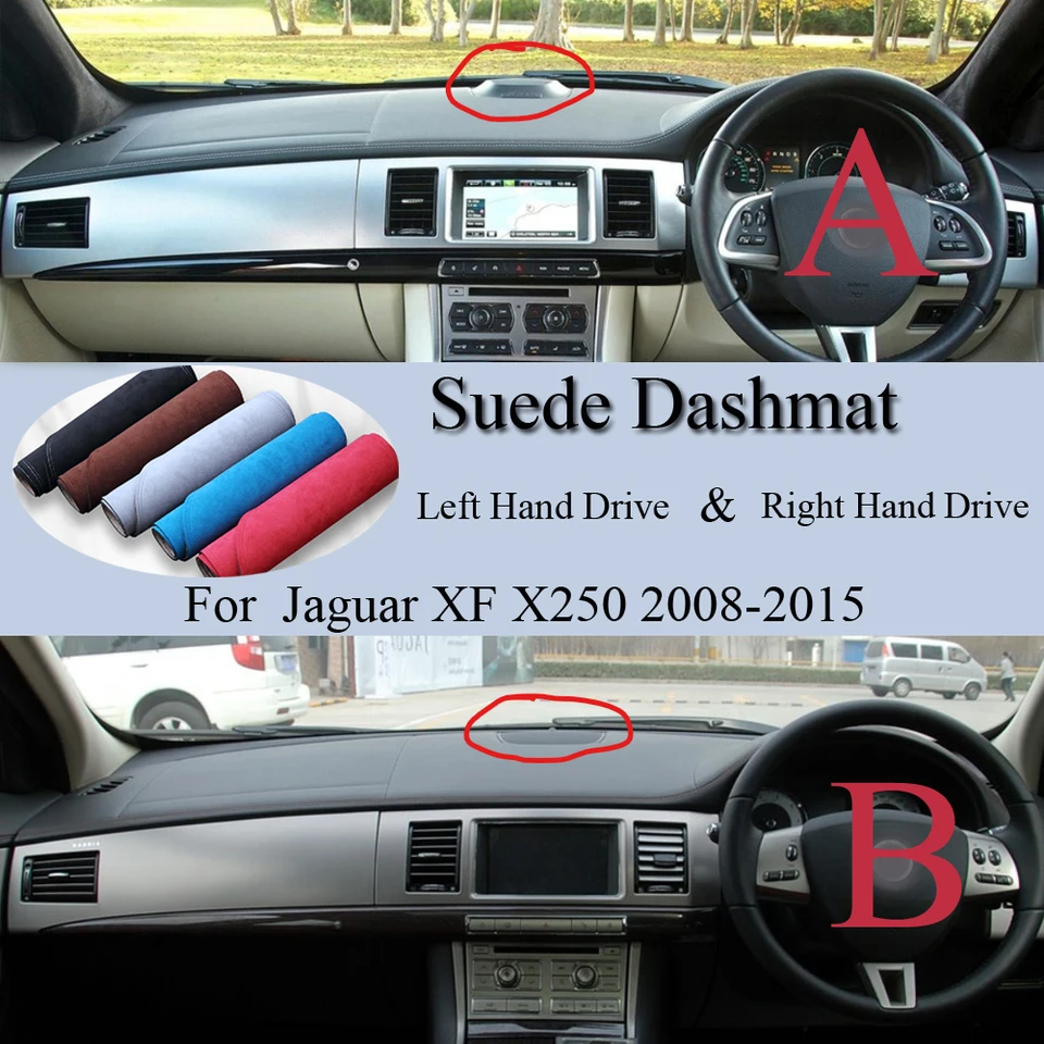 Pre Jaguar XF X250 2008 2009 2009 2010 2012 2012 2013 -2015 Suede Dashmat Dash Mat Cover Dashboard Pad Pad Carpet Styling Príslušenstvo