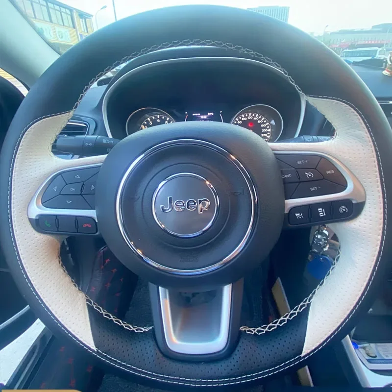 Pre Jeep Compass Renegade Fiat Toro Tipo 2015-2019 Príslušenstvo automobilu DIY ručne šité pravé kožené auto na volant