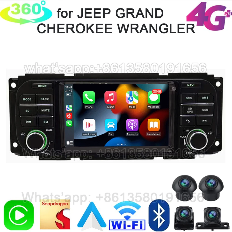 Pre Jeep Grand Cherokee Liberty Wrangler Chrysler Dodge Old Car Multimedia Radio Radio Player Head Screen na palube Dash Computer