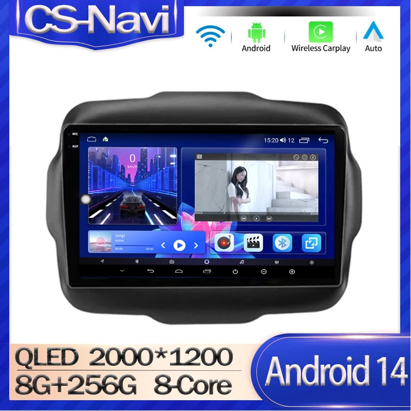 Pre Jeep Renegade 2014 - 2018 navigácia automobilu Multimedia Video Radio Stereo DSP CarPlay GPS navigácia WiFi 4G Android14