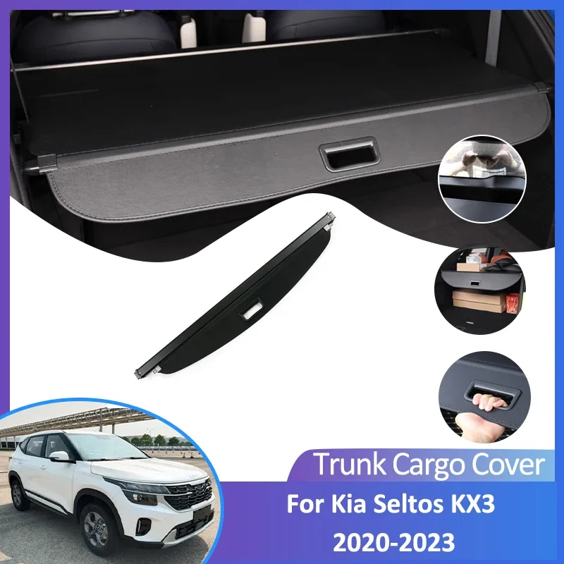 Pre Kia Seltos KX3 2020 2021 2022 2023 Zadný kmeň nákladný kryt zatiahnuteľnú batožinu záclonu zatiahnuteľného štítu Accessorie Shield Shade