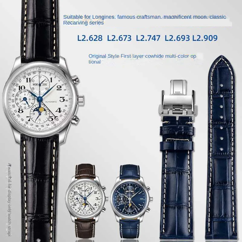 Pre kolekciu Masters Masters L3 L4 L2.628/L2.673 Hodink Cowhide Kožená motýľ Buckle WatchBand 19 20 21 mm zápästia zápästia