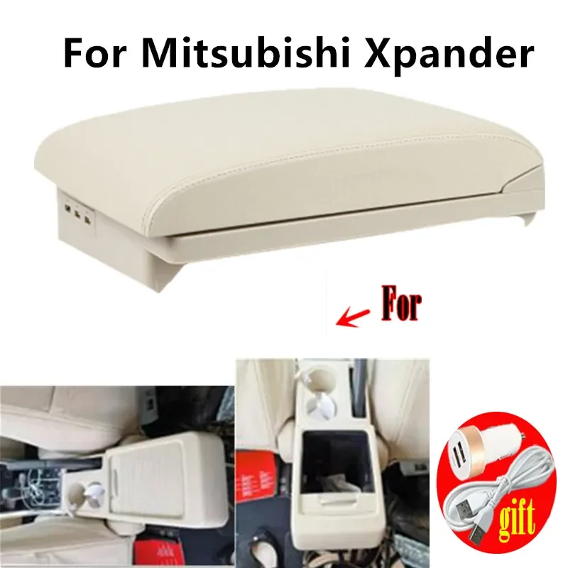 Pre krabicu Mitsubishi Xpander lakťová lakťová skrinka pre Nissan Livina Car lakťová lakťová lakťová lakťová podkrupina Console Storage Interiér s príslušenstvom pre autá USB