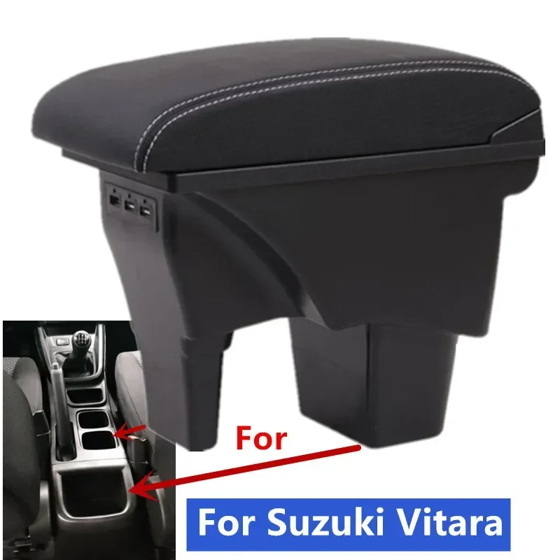 Pre krabicu na lakťové opierky Suzuki Vitara pre krabicu Suzuki Vitara Centrálna úložná skrinka Interiér Doplnky dielov s príslušenstvom pre autá USB
