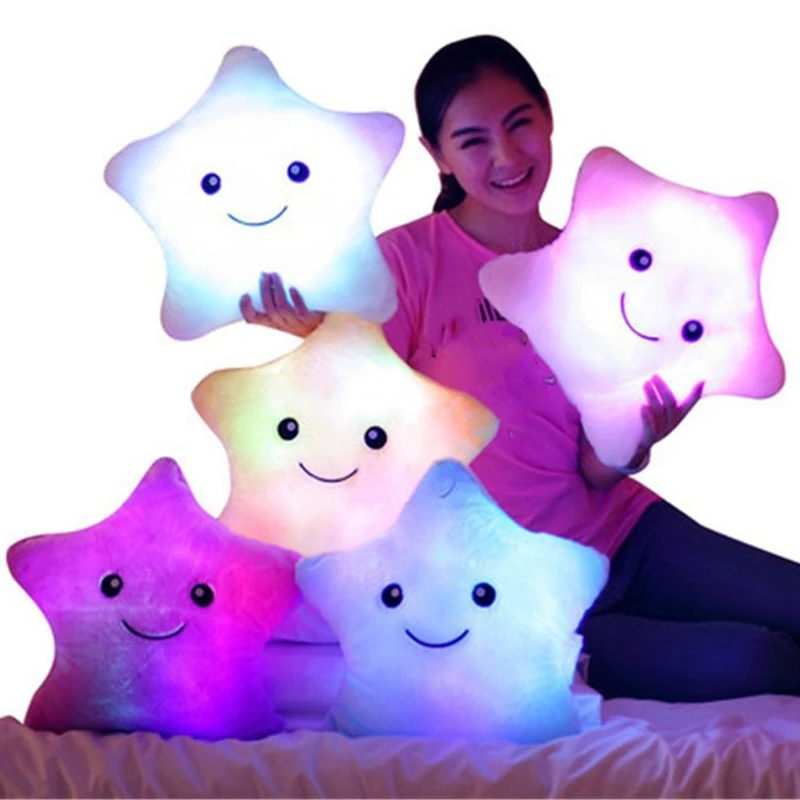 Pre kreatívne Twinkle hviezda Svetlá vankúša žiariaca LED nočné svetlo Soft Soft Fľdate plyšové vankúše plnené darčeky pre deti dievčat