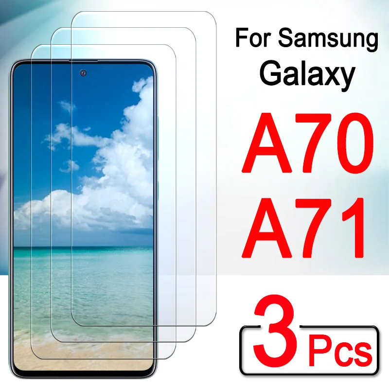 Pre kryt puzdra Samsung A71 A70 A 71 70 Telefón ochranná galaxia 71a 70a Samsunga71 Armored Bumper ScreenProtector Glas 1 - 3 ks