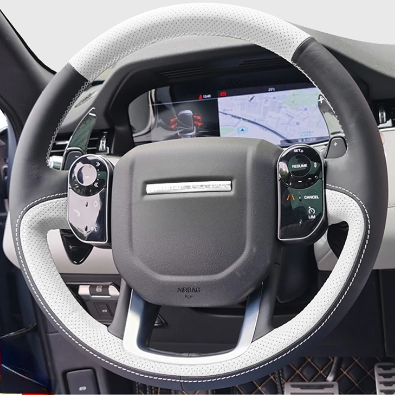 Pre Land Rover Range Rover Sports Discovery Freelander Velar Evoque Leather Suede Uhlíkové vlákno ručne šitý kryt volantu
