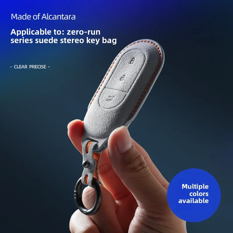 Pre Leapmotor C01 C11 Alcantara Flip Flip Trojrozmerná kľúče vrecko Špeciálny automat Key Ochranný kryt upravený puzdro Ochranné kľúčové kľúče