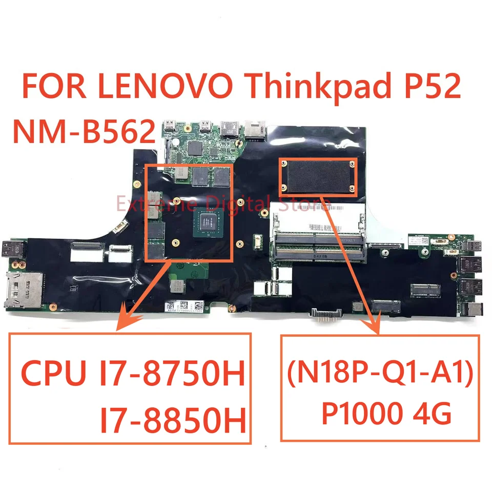 Pre Lienovo Thinkpad P52 LAPTOP pre laptop NM-B562 s CPU I7-8750H/i7-8850H GPU （P1000) (P2000) 4G 100% testované plne práce
