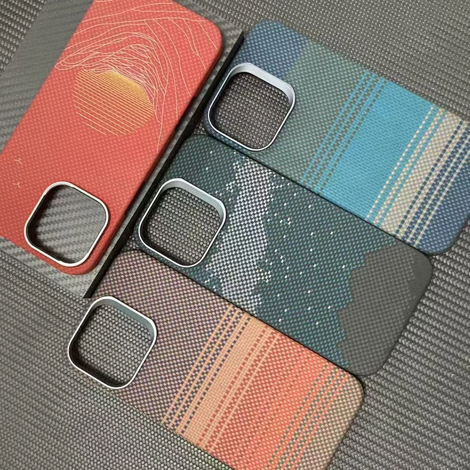 Pre magnetické puzdro Magsafe pre iPhone 16 Pro Max Skutočné farebné uhlíkové vlákno Color Aramid Fiber Cover pre iPhone 16 Pro/16Pro Max Case Capa Capa