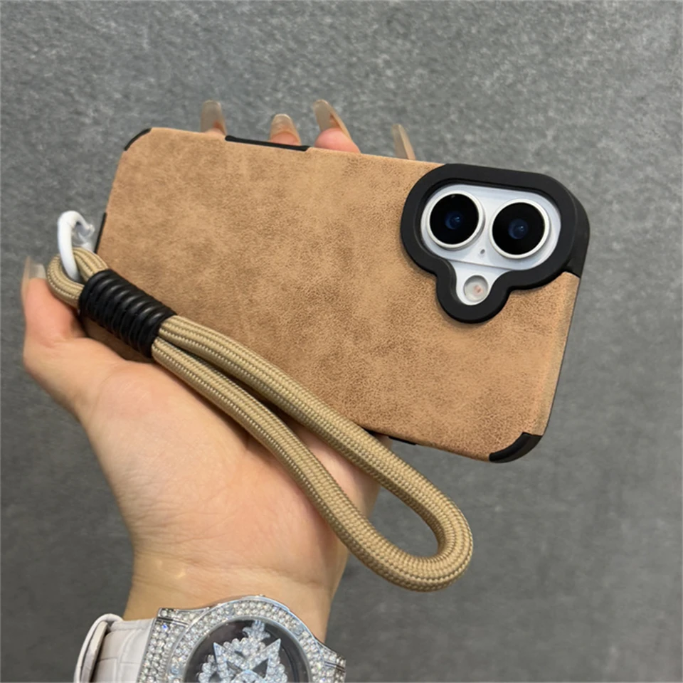 Pre Magsafe Suede Leather Case pre iPhone 16 15 13 14 12 11 Pro Max Plus Plus s náramným lanom magnetickým nárazovým nepriestrelným krytom