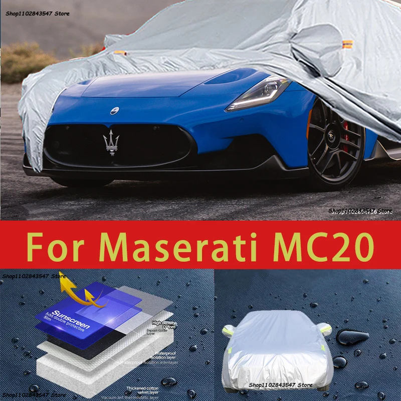 Pre Maserati MC20 Outdoor Offhore Plné kryty automobilov Snow Cover Sunshade Neproidný prach odolný voči exteriéru Automobilové doplnky