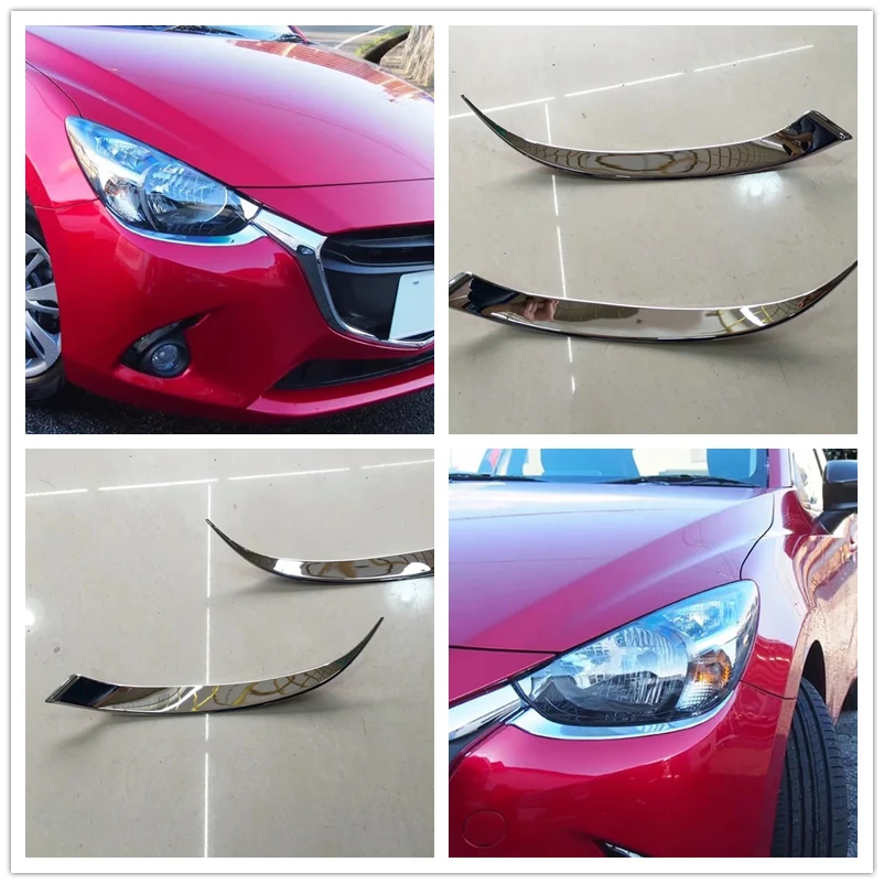 Pre Mazda 2 DeMio 2015 2016 2017 2017 2018 2019 2020 ABS Chrome Front Predný obočie Obočie obočie krycie obrusy TRIMS CAR STYLING Príslušenstvo