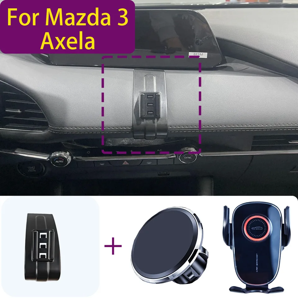 Pre Mazda 3 Axela 2020 2021-2023 Magnetický držiak na telefón Magnet Montáž na pripojenie bezdrôtového nabíjania stojan na nabíjanie Prispôsobil základňu.