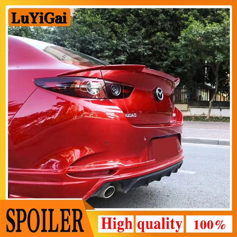Pre Mazda 3 Axela 2020 Vysoko kvalitný ABS plast plastový nenatievaný farebný spojler krídla Kripte