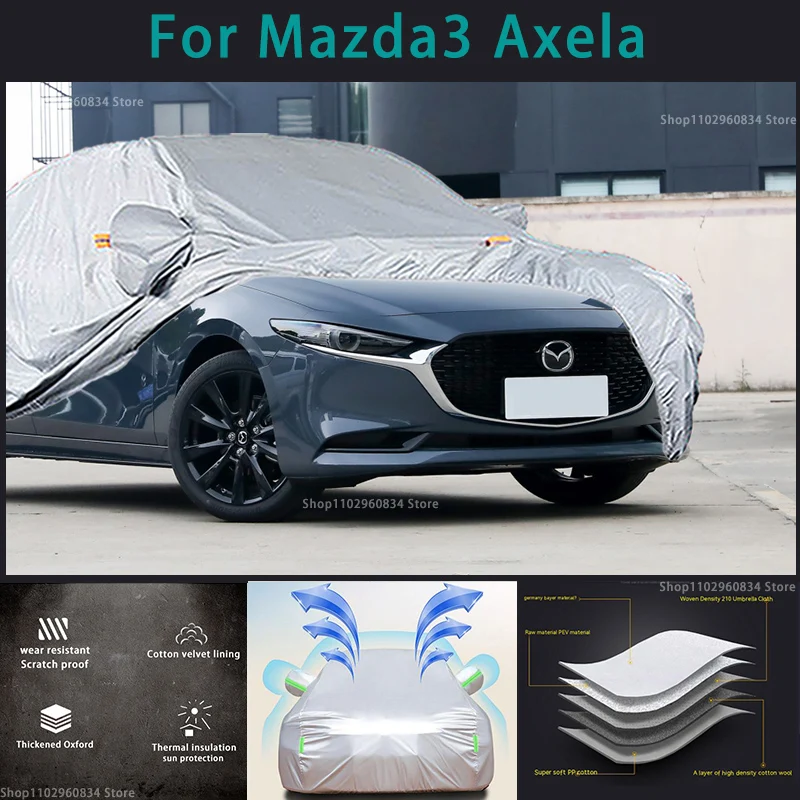 Pre Mazda Axela 210T Full Auto pokrýva vonkajšie slnko ochrana proti ochrane prach Dážď Snow Ochranta Auto Ochranný kryt