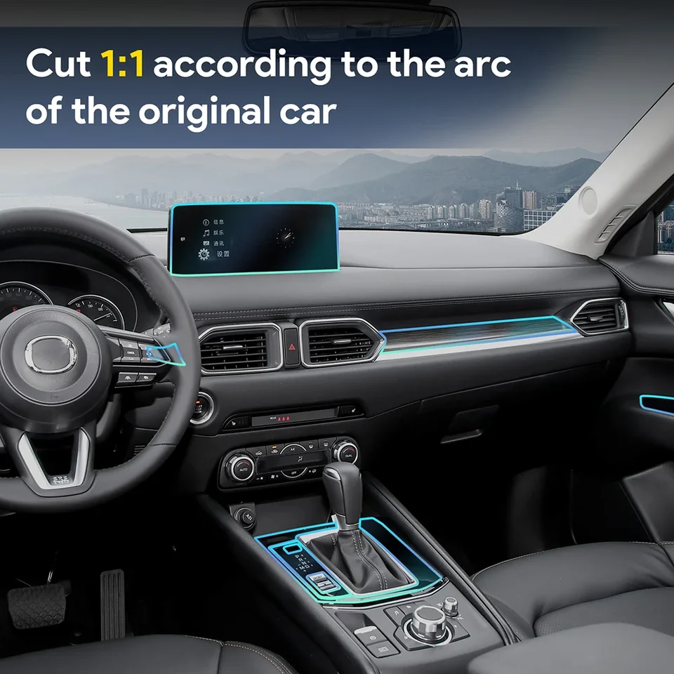 Pre Mazda CX-5 CX5 2017-2024 Film na ochranu interiéru TPU Anti-Scratch Sticker Dashboard Dashboard GPS navigačné priehľadné príslušenstvo