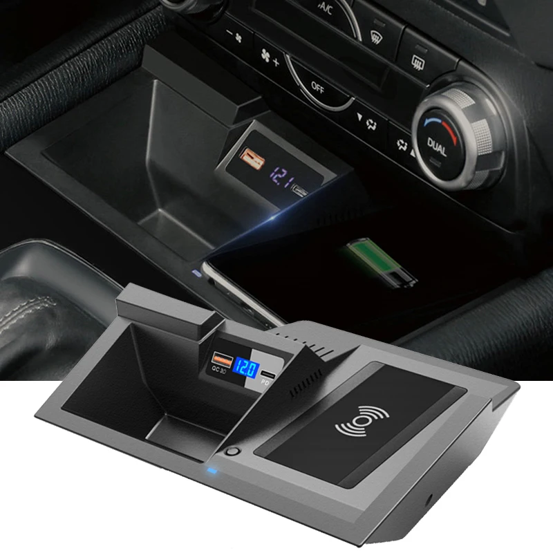 Pre Mazda CX-5 CX5 2018 2017 2019 2020 2021 2022 Držiak telefónu automobilov bezdrôtová nabíjačka Rýchle nabíjanie 15 W orezanie
