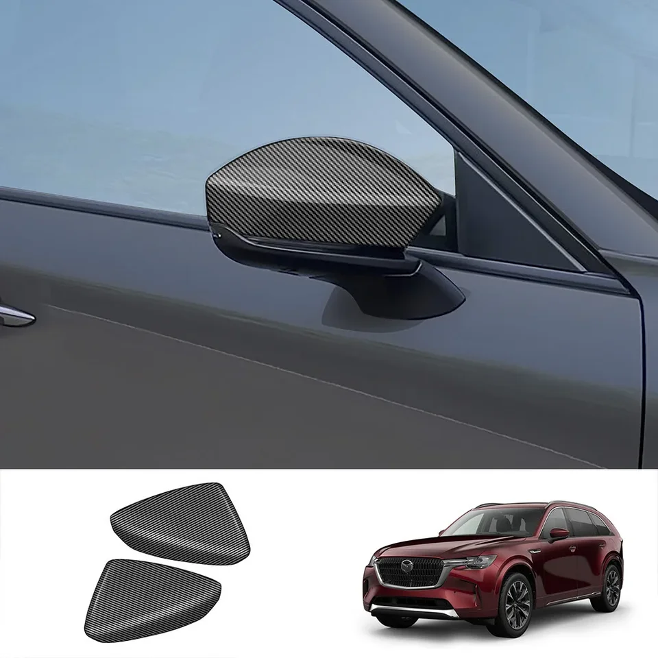 Pre Mazda CX-90 CX90 CX 90 2023 2024 ABS Čierne chromeebové bočné zrkadlá dekorácia dekorácie Styling Zadný výhľad zrkadlového krytu obrus