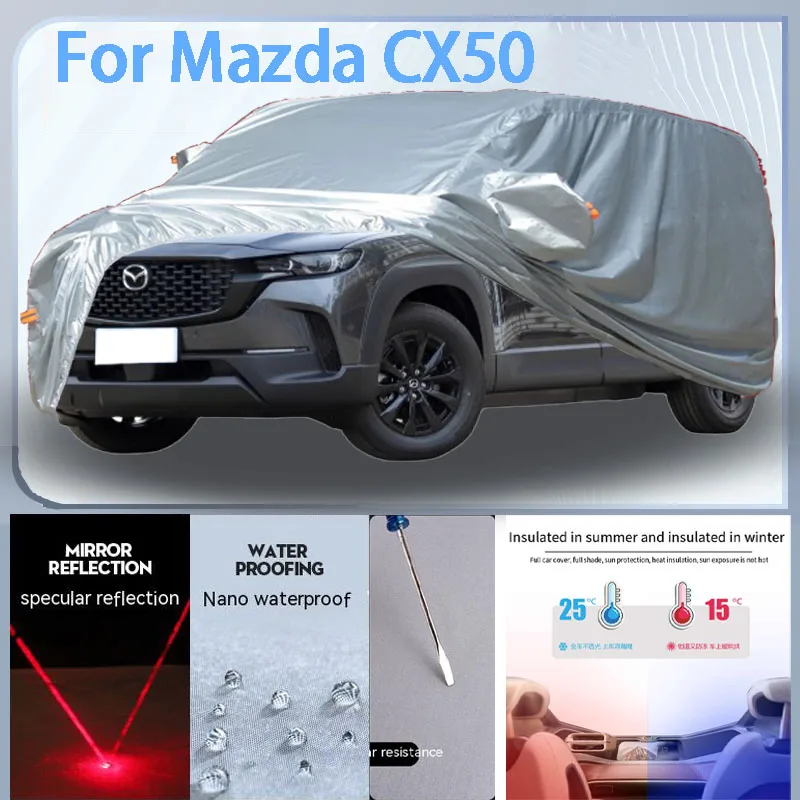 Pre Mazda CX50 Full Auto Cover s chránením UV a zimnej izolácie, dažďovými odolnými, odvrátenými vlastnosťami ATI-Frost.