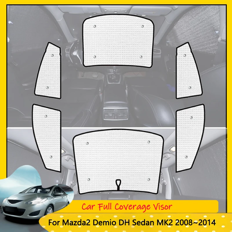 Pre Mazda2 Demio DH Sedan MK2 2008 ~ 2014 2009 2010 Auto proti UV čelného skla Reflexné priezory Úplné pokrytie Sunshades Auto