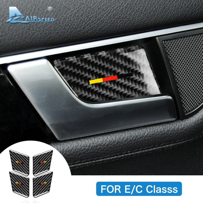 Pre Mercedes Benz C Class W204 2007-2013 E Class W212 2009-2016 Skutočné mäkké uhlíkové vlákno Interiérové ​​rukoväť misky misky StCiker
