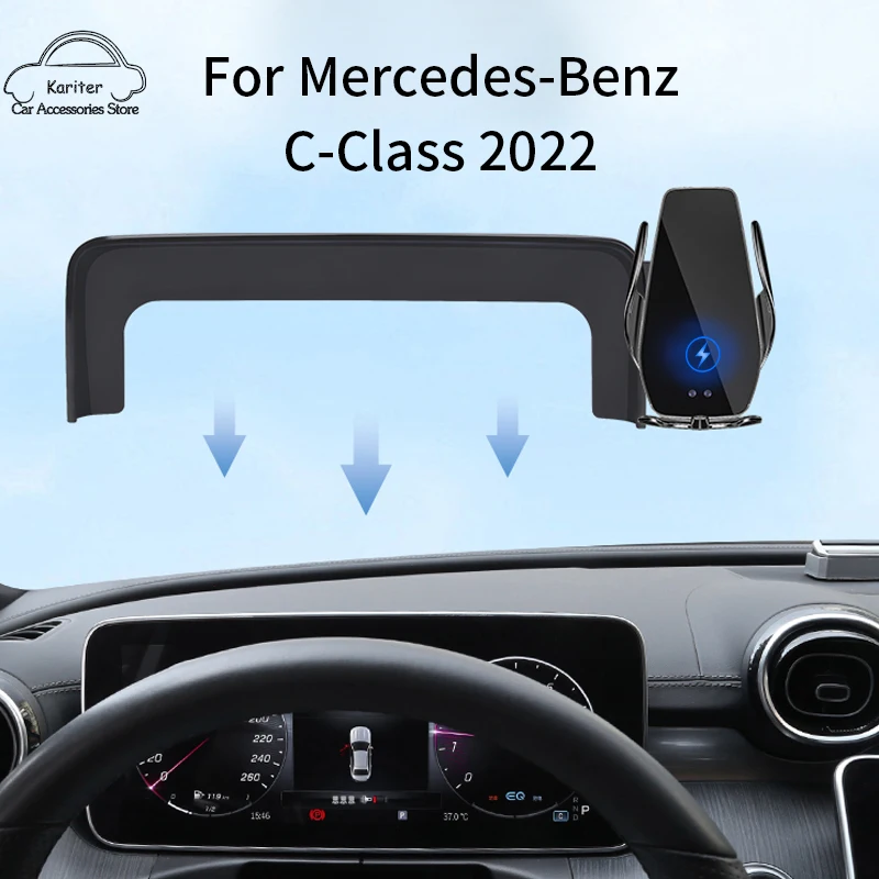 Pre Mercedes-Benz C-Class W206 2022 2023 Držiak na navigáciu na navigáciu automobilu Magnetický nový Energy Wireless Rack na nabíjací stojan