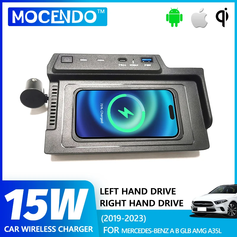 Pre Mercedes Benz GLE W167 C67 GLS X167 2020 2021 2022 2023 15 W bezdrôtová nabíjačka rýchleho nabíjačky telefónu