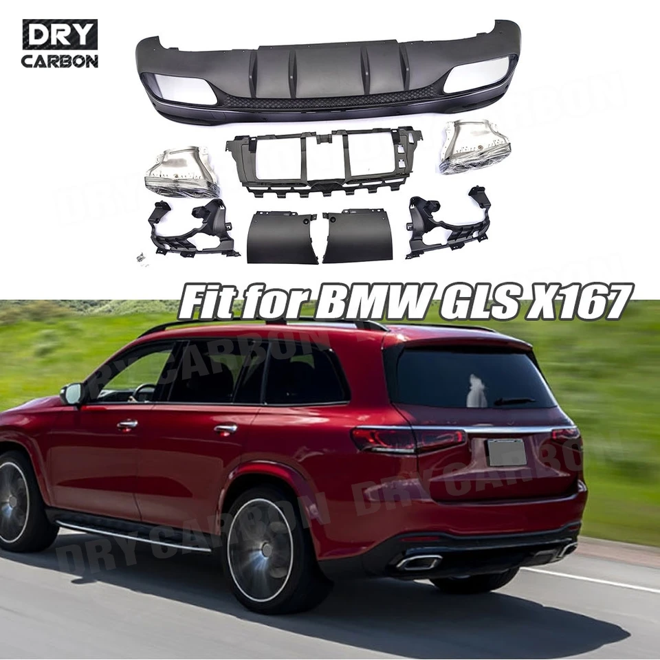 pre Mercedes Benz GLS X167 GLS63 AMG 2020+ PP Zadný difúzor Spiler Spiler nárazník výfukových špičiek Tips Tips BodyKits