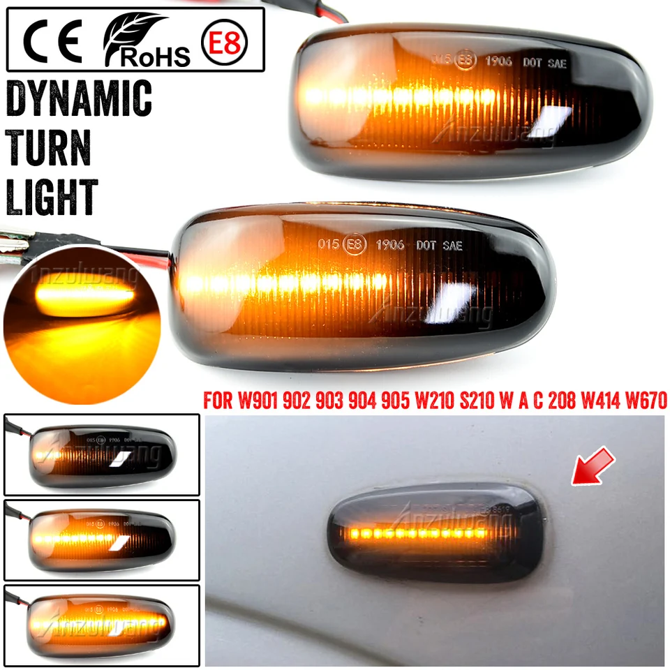 Pre Mercedes Benz Side Marker Indikátor indikátora signálu LED Dynamického svetla sekvenčný blinker W202 W210 W208 R170 Vito W638