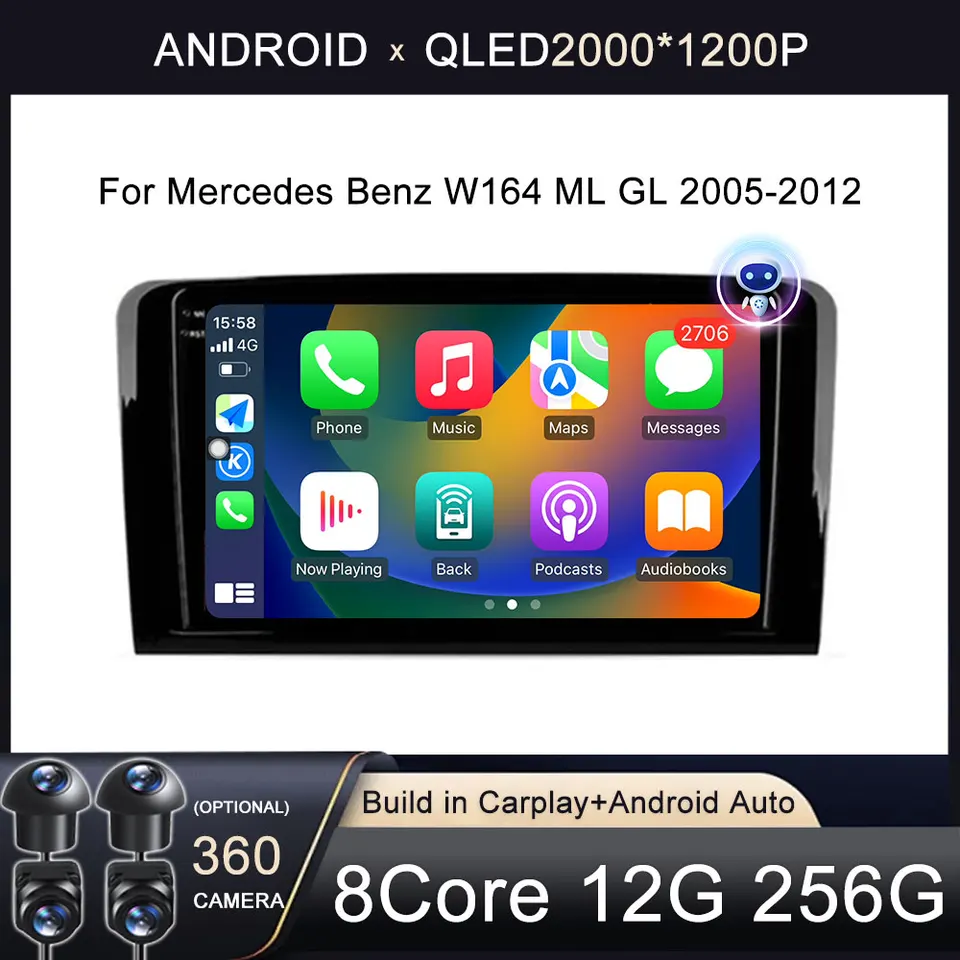 Pre Mercedes Benz W164 ml GL 2005-2012 Android 14 CarPlay Auto Car Radio GPS navigácia multimediálny video prehrávač 2din stereofónny wifi