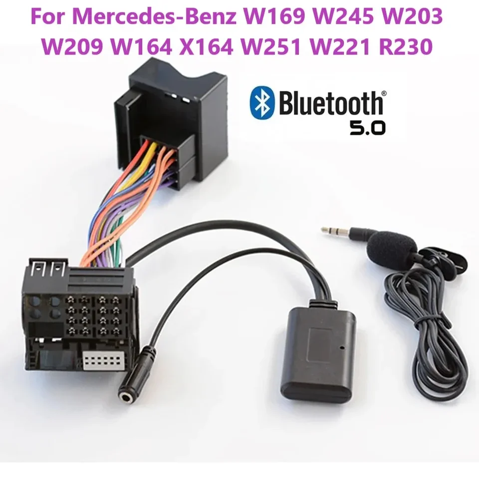 Pre Mercedes-Benz W169 W245 W203 W209 W164 X164 W251 W221 R230 CD20 30 Bluetooth 5.0 Hudobný zvukový adaptér Mikrofónový kábel Mikrofón