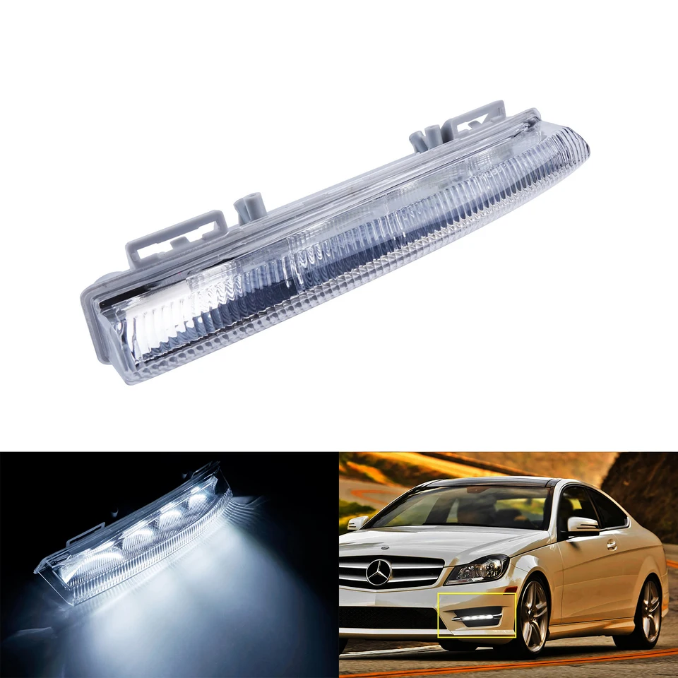 Pre Mercedes Benz W204 W212 R172 C207 White LED DRL FOG DENNE RUDOVANÁ LAMP