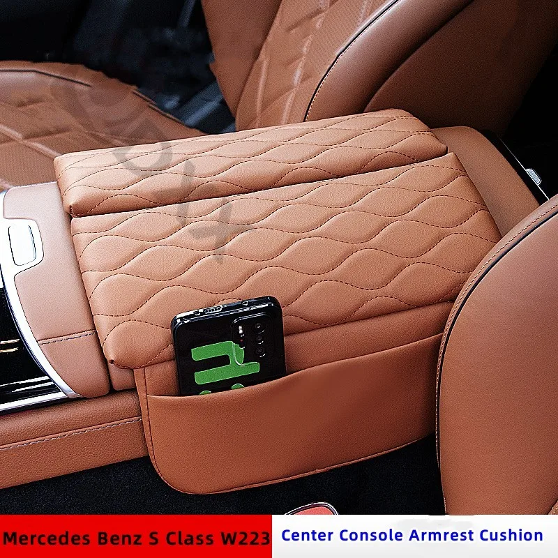 Pre Mercedes Benz W223 S trieda 2021 2022 Maybach Center Console Cushion Anti-Scratch Kožená lakťová lakťová lakťová lakťová lakťová podložka Rast Rat Mat