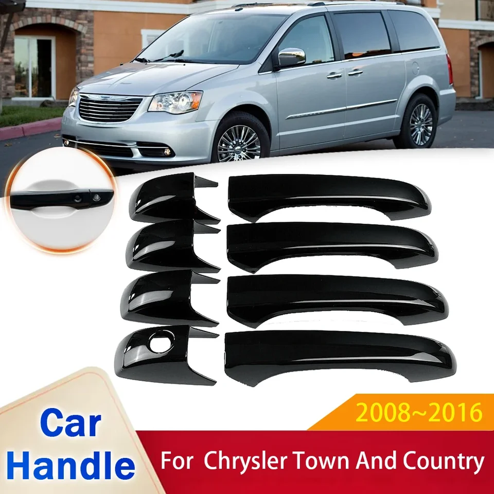 Pre mesto Chrysler Town a Country Voyager 2008 ~ 2016 Gloss Black Inteligentné rukoväte s rukoväťou Cover Cover nálepku TREST CAP