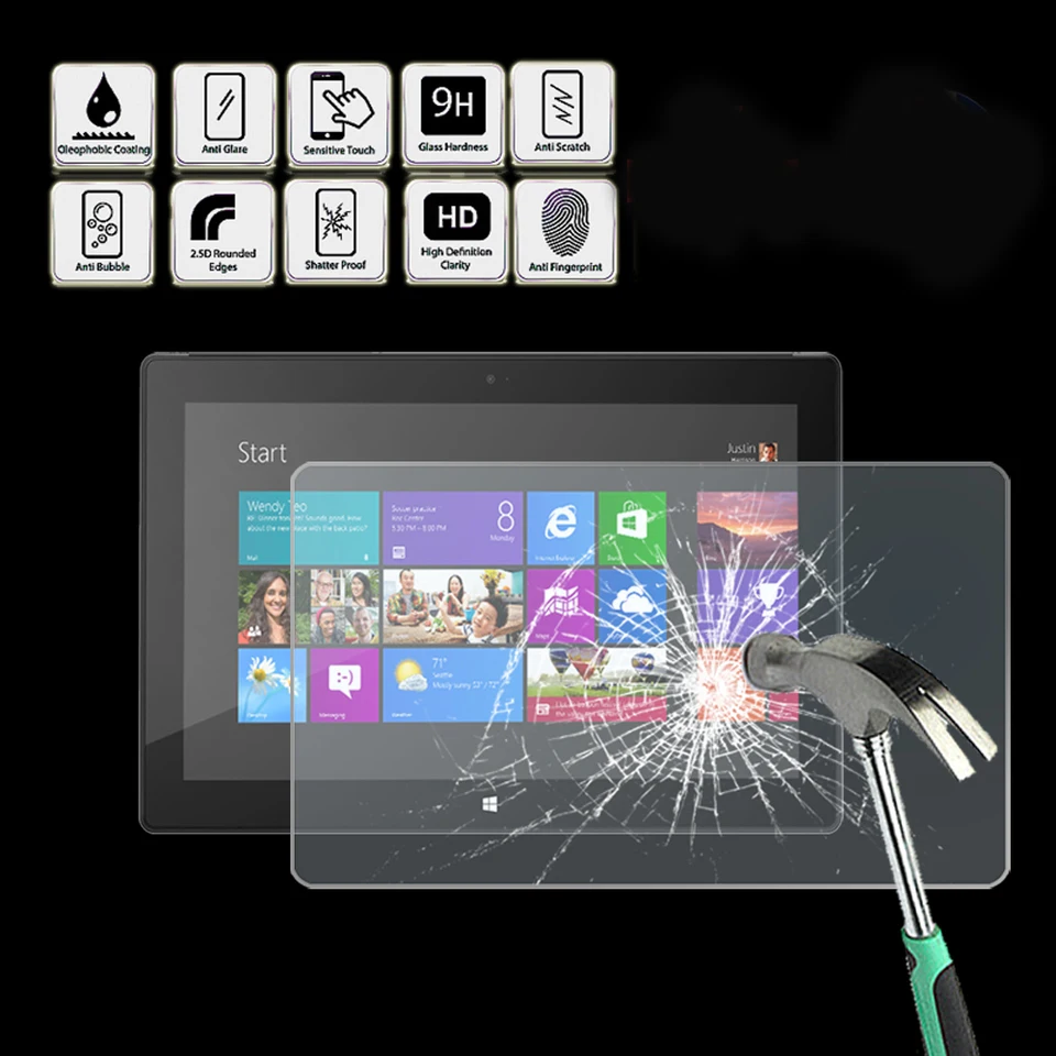 Pre Microsoft Surface RT - Tablet Temperted Glass Scree Chránič obalu proti odtlačkom prsty Obraz